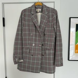 Michael Kors plaid double breasted blazer